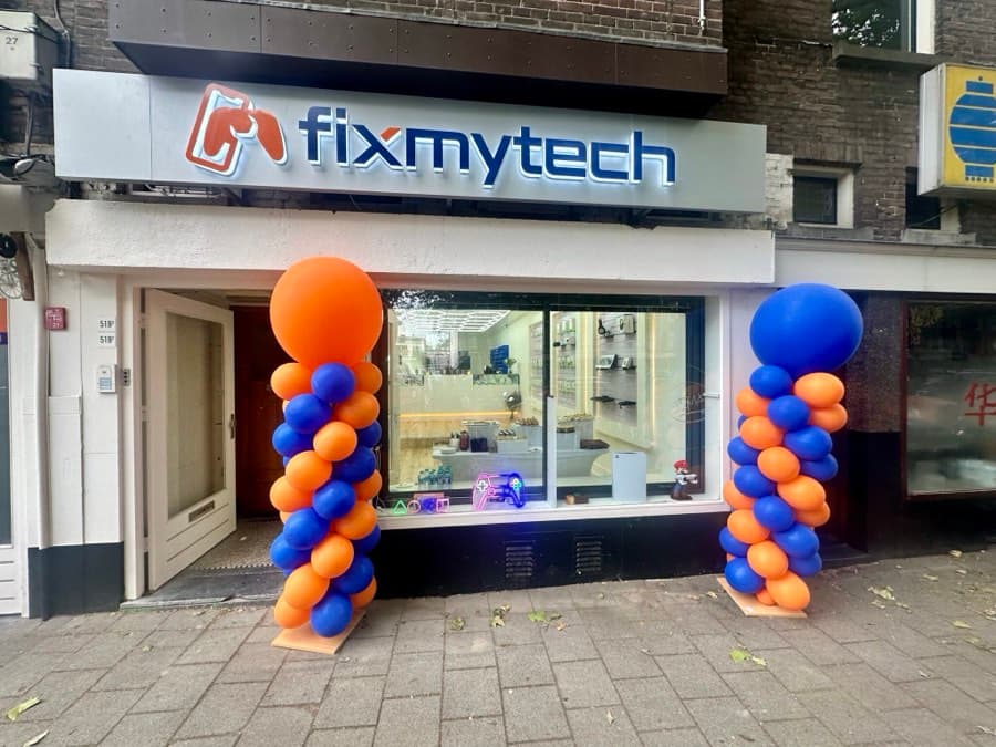 De gevel van de FixMyTech-winkel aan de Vlietlaan 51A in Rotterdam-Kralingen