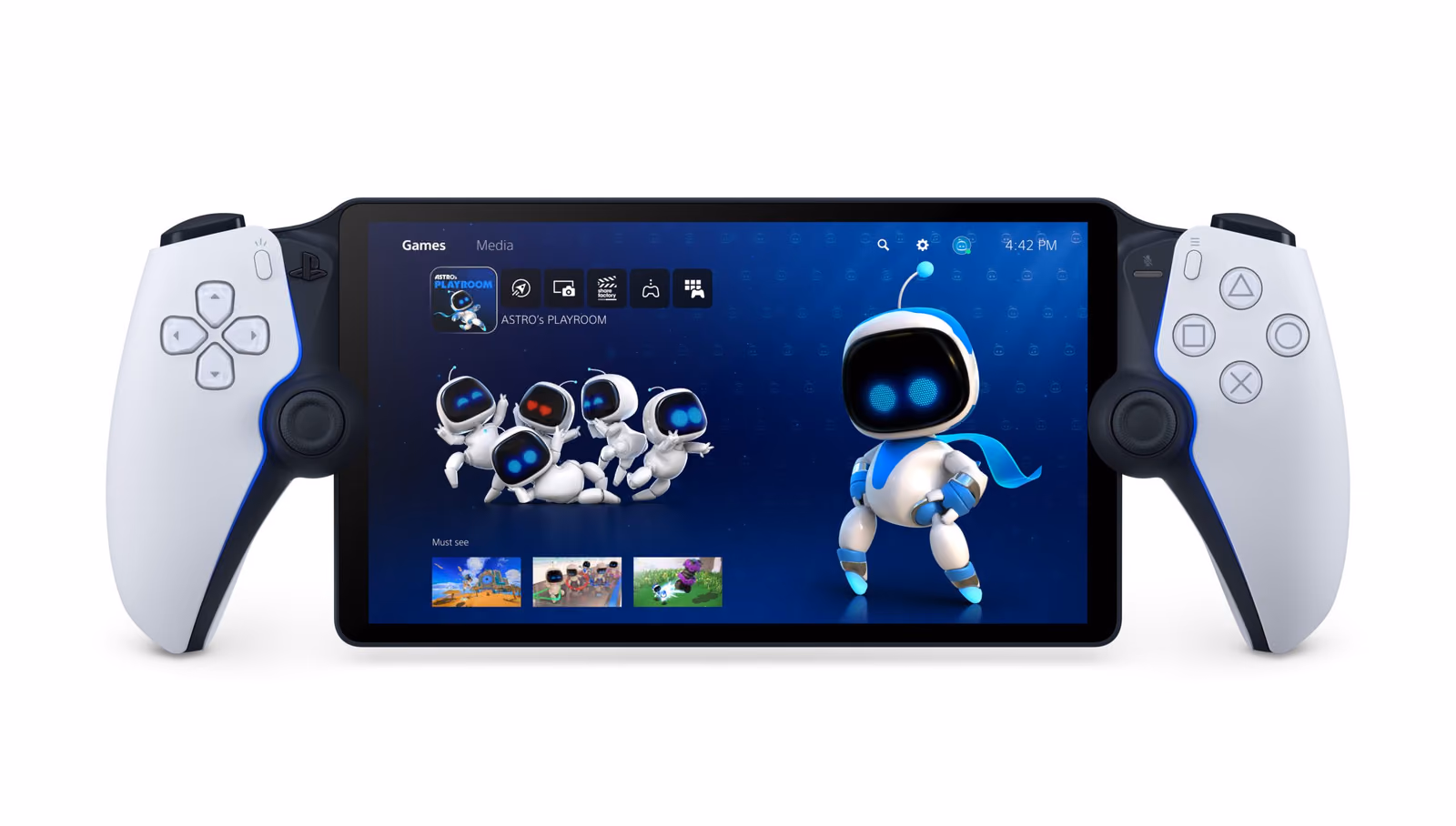 Sony PlayStation Portal remote player (productfoto), illustratie bij stick drift-reparatie van de PlayStation Portal bij FixMyTech in Rotterdam