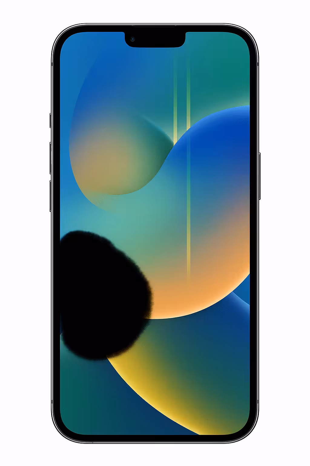 iPhone in vooraanzicht met een donkere vlek op het scherm