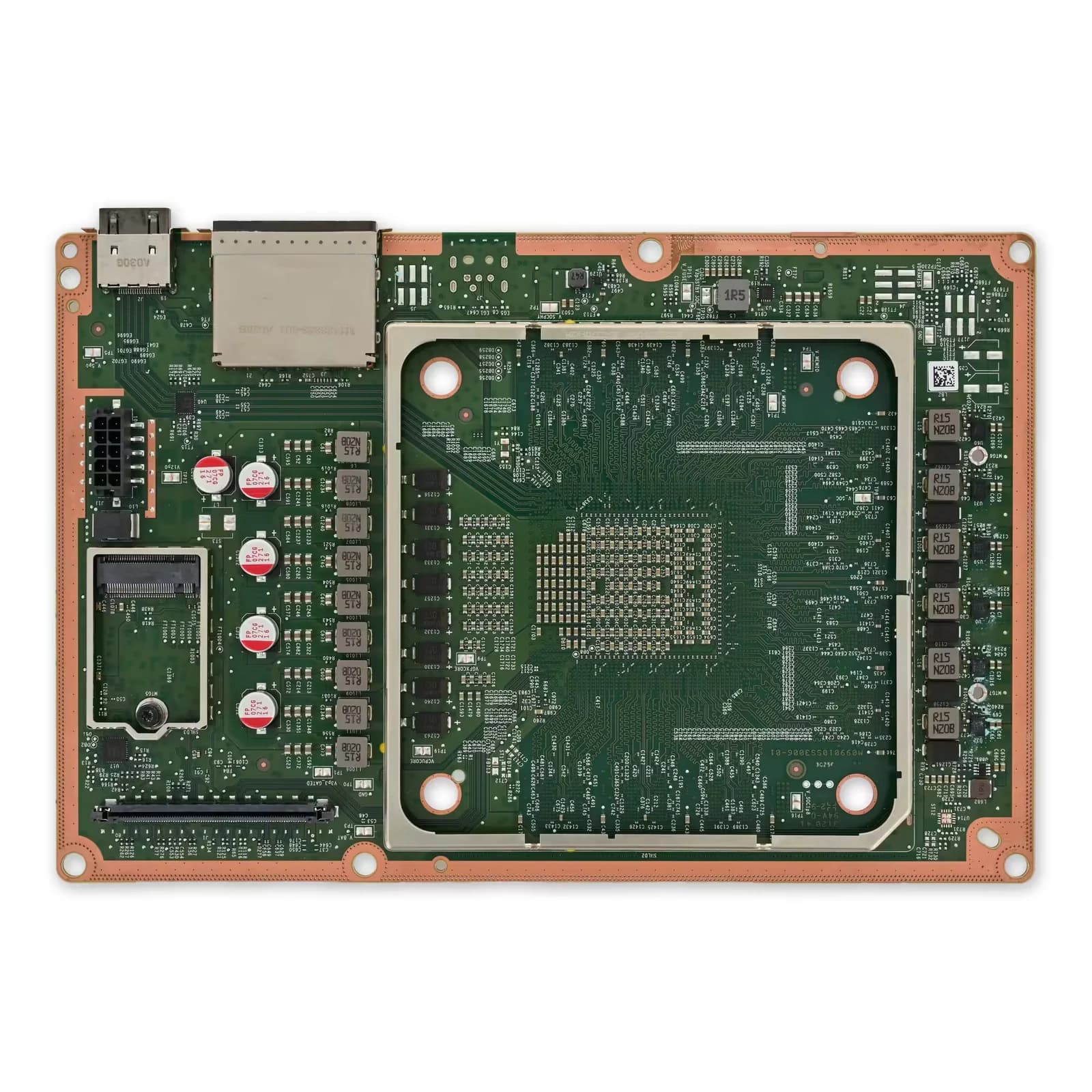 Xbox Series X-moederbord tijdens diagnose van een voedingsprobleem